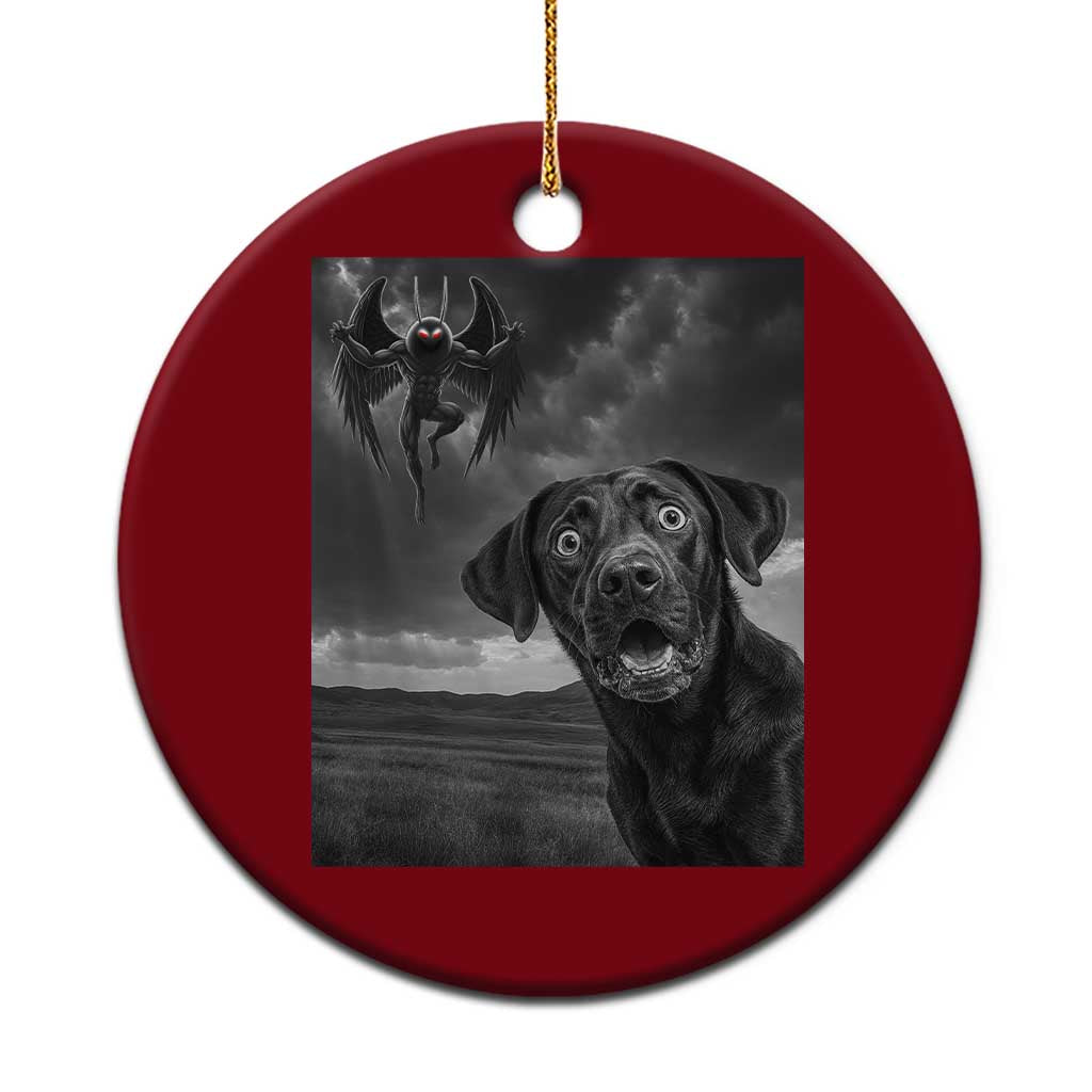 Funny Labrador Selfie With Mothman Ceramic Ornament Cryptid Gift - Wonder Print Shop