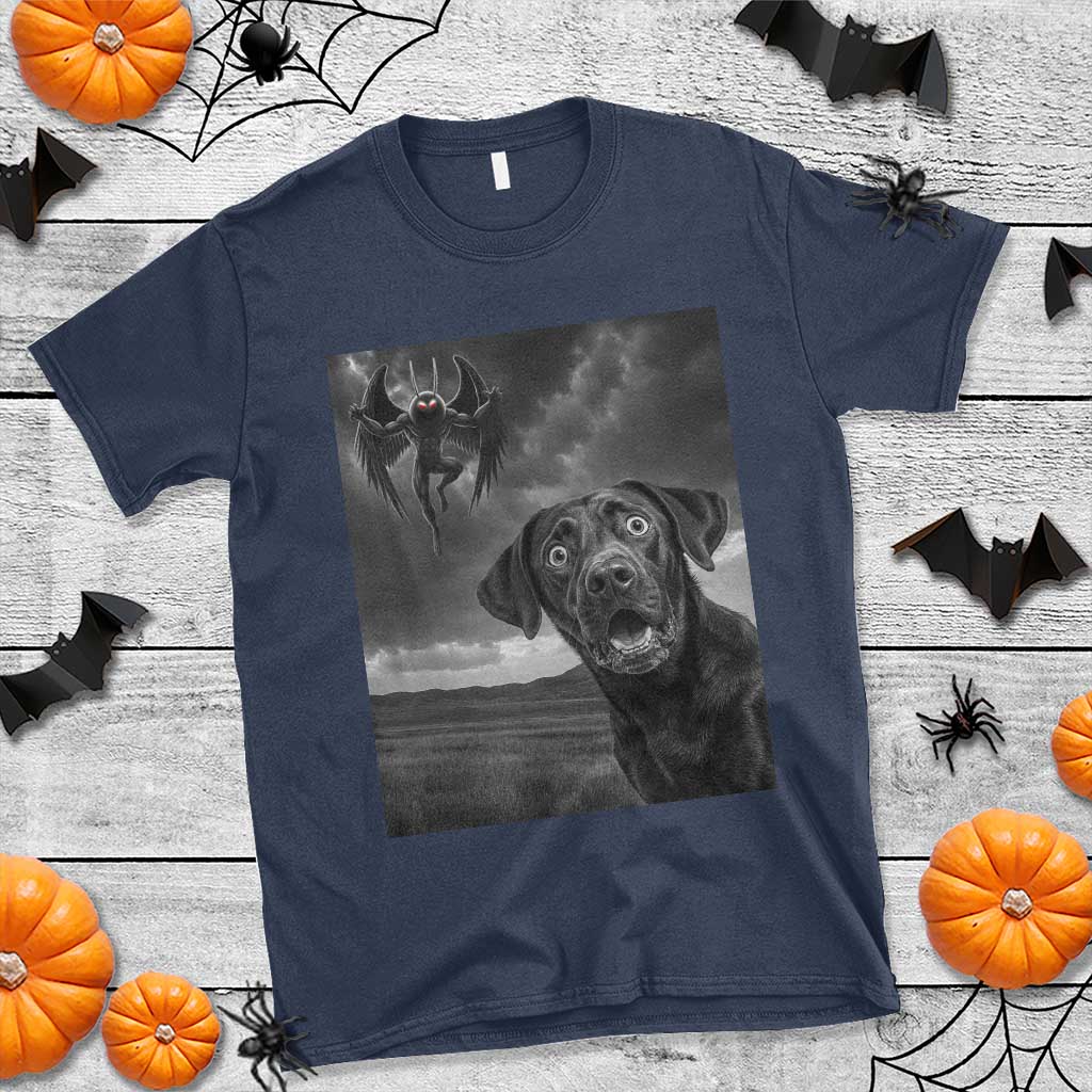 Funny Labrador Selfie With Mothman T Shirt Cryptid Gift - Wonder Print Shop