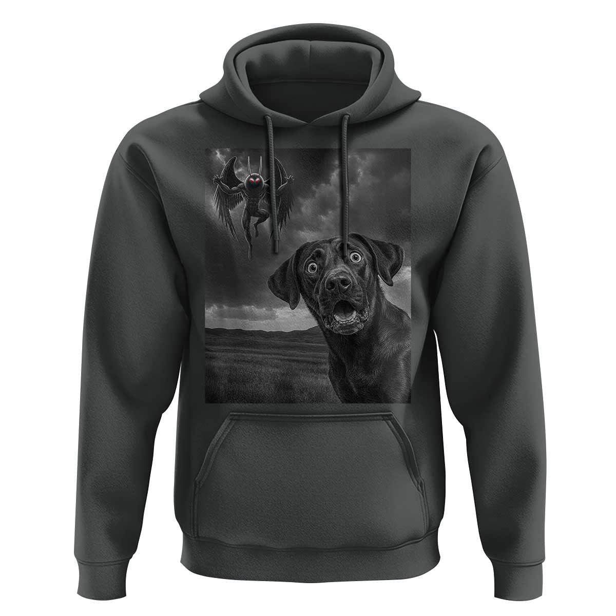 Funny Labrador Selfie With Mothman Hoodie Cryptid Gift - Wonder Print Shop