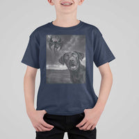 Funny Labrador Selfie With Mothman T Shirt For Kid Cryptid Gift - Wonder Print Shop
