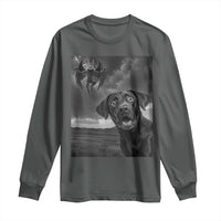 Funny Labrador Selfie With Mothman Long Sleeve Shirt Cryptid Gift - Wonder Print Shop