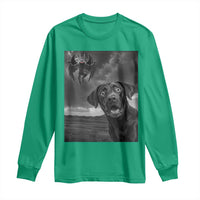 Funny Labrador Selfie With Mothman Long Sleeve Shirt Cryptid Gift - Wonder Print Shop