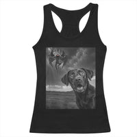 Funny Labrador Selfie With Mothman Racerback Tank Top Cryptid Gift - Wonder Print Shop