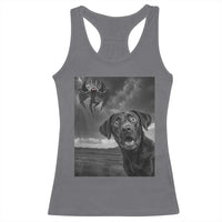 Funny Labrador Selfie With Mothman Racerback Tank Top Cryptid Gift - Wonder Print Shop