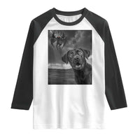 Funny Labrador Selfie With Mothman Raglan Shirt Cryptid Gift - Wonder Print Shop