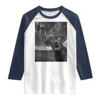 Funny Labrador Selfie With Mothman Raglan Shirt Cryptid Gift - Wonder Print Shop