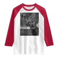 Funny Labrador Selfie With Mothman Raglan Shirt Cryptid Gift - Wonder Print Shop
