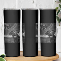 Funny Labrador Selfie With Mothman Skinny Tumbler Cryptid Gift