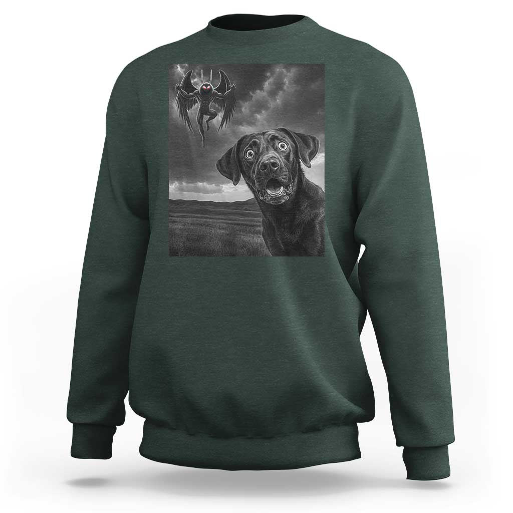 Funny Labrador Selfie With Mothman Sweatshirt Cryptid Gift - Wonder Print Shop