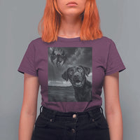 Funny Labrador Selfie With Mothman T Shirt For Women Cryptid Gift - Wonder Print Shop