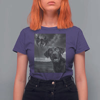 Funny Labrador Selfie With Mothman T Shirt For Women Cryptid Gift - Wonder Print Shop