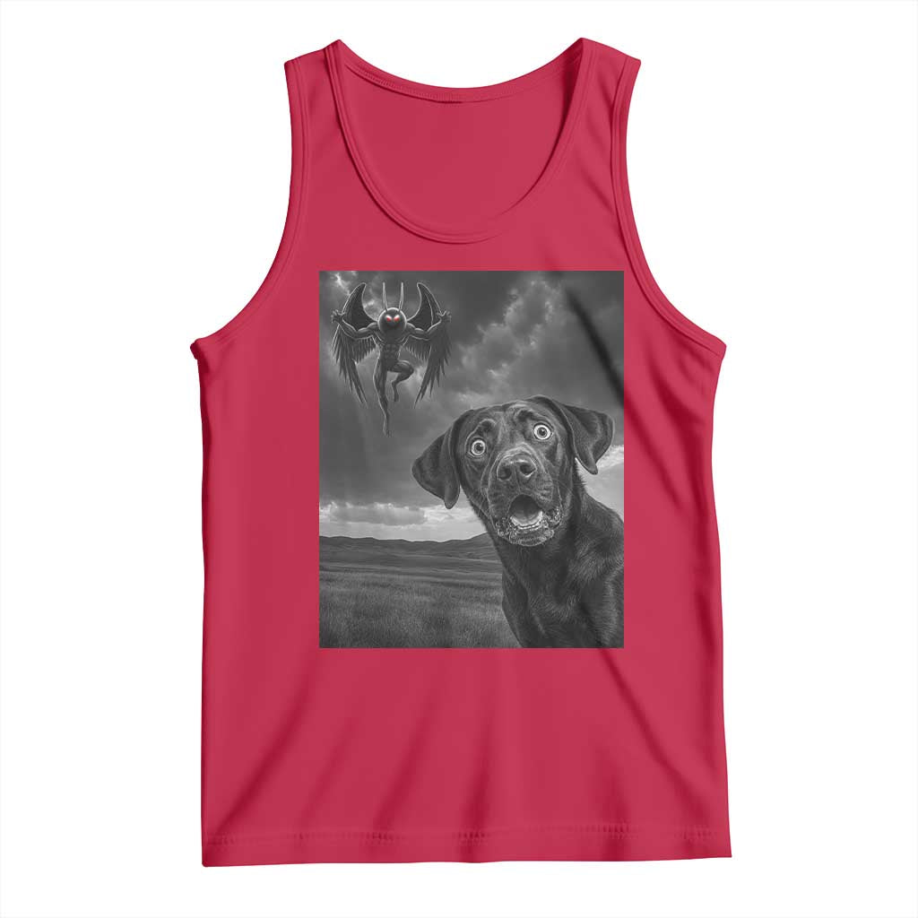 Funny Labrador Selfie With Mothman Tank Top Cryptid Gift - Wonder Print Shop