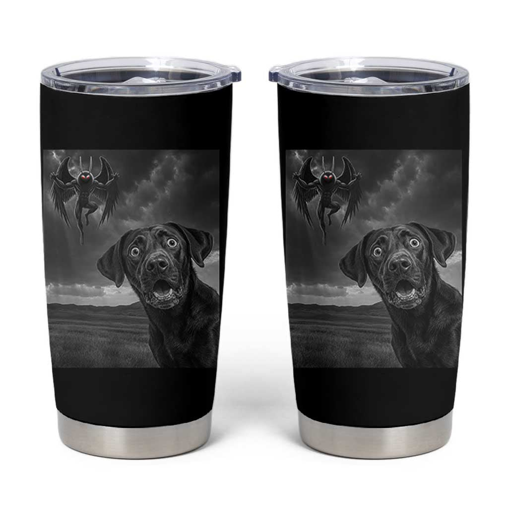 Funny Labrador Selfie With Mothman Tumbler Cup Cryptid Gift