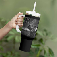 Funny Labrador Selfie With Mothman Tumbler With Handle Cryptid Gift