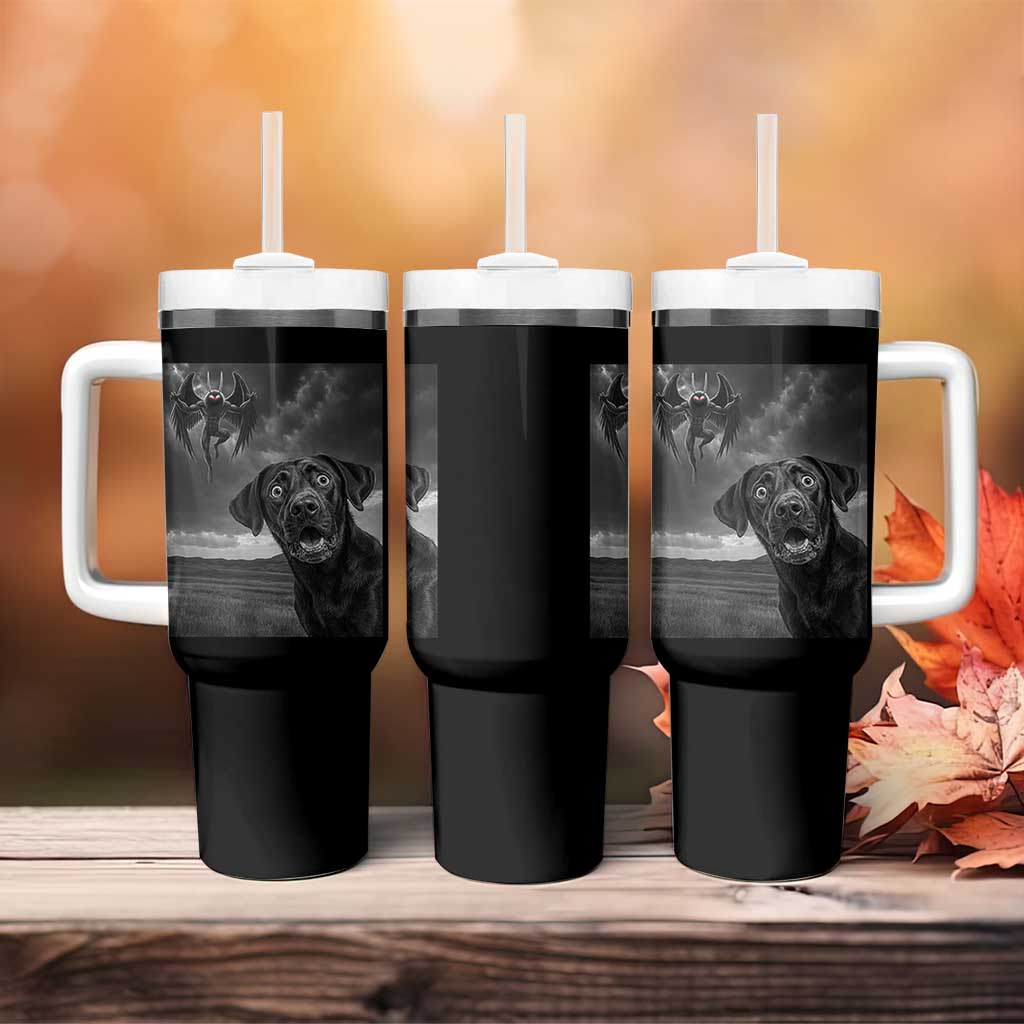 Funny Labrador Selfie With Mothman Tumbler With Handle Cryptid Gift