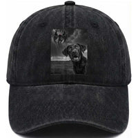Funny Labrador Selfie With Mothman Washed Cotton Baseball Cap Cryptid Gift