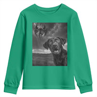 Funny Labrador Selfie With Mothman Youth Sweatshirt Cryptid Gift - Wonder Print Shop