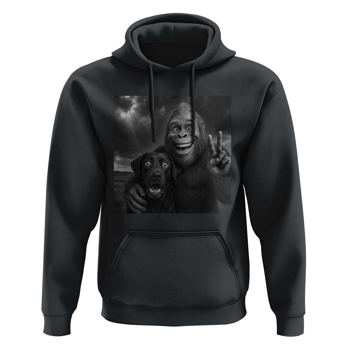 Cute Labrador Selfie With Bigfoot Hoodie Funny Cryptid - Wonder Print Shop