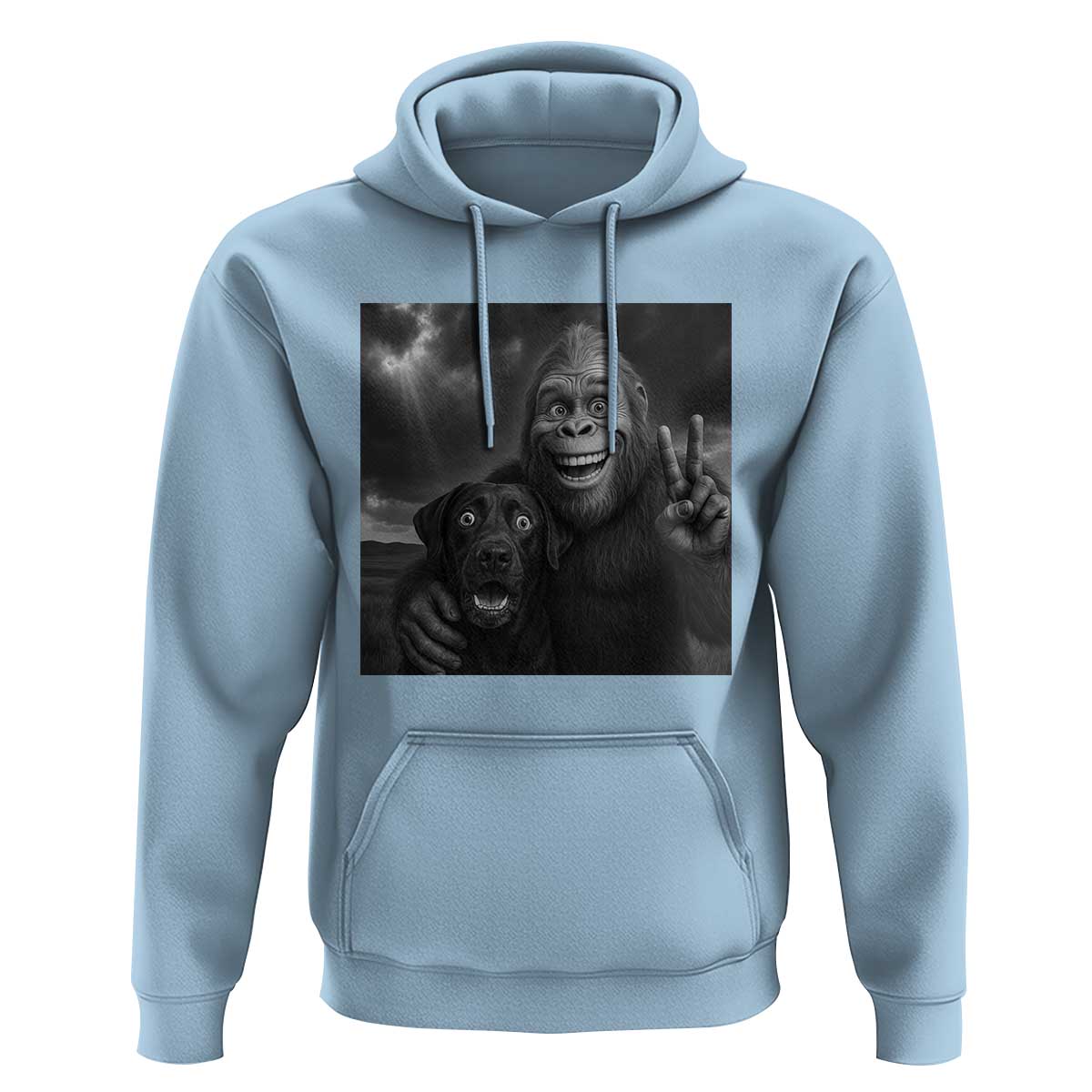 Cute Labrador Selfie With Bigfoot Hoodie Funny Cryptid - Wonder Print Shop