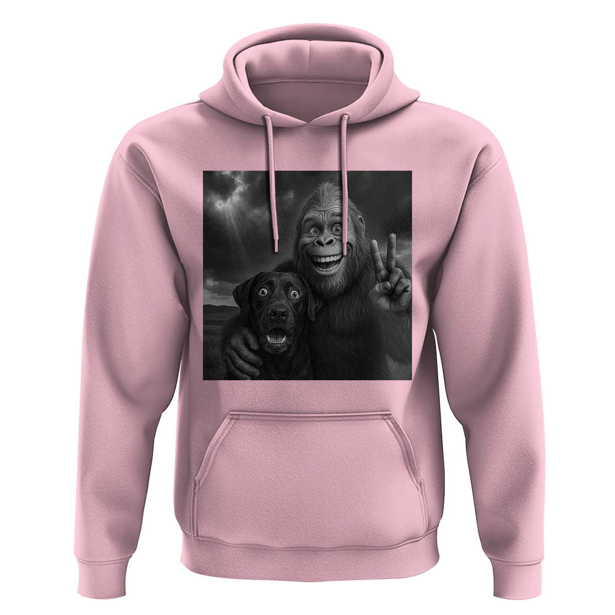 Cute Labrador Selfie With Bigfoot Hoodie Funny Cryptid - Wonder Print Shop