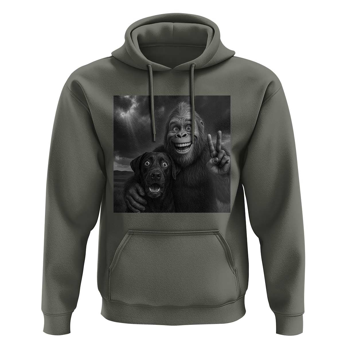 Cute Labrador Selfie With Bigfoot Hoodie Funny Cryptid - Wonder Print Shop