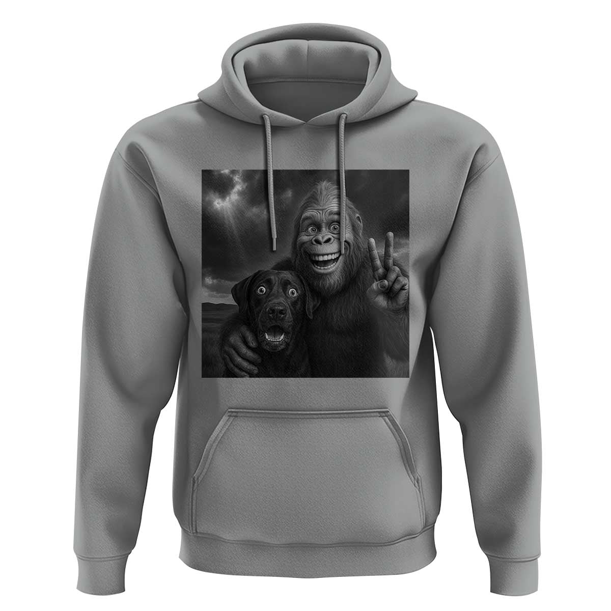 Cute Labrador Selfie With Bigfoot Hoodie Funny Cryptid - Wonder Print Shop