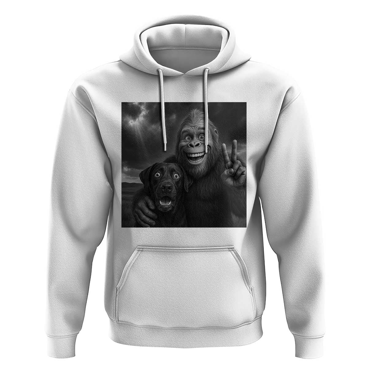 Cute Labrador Selfie With Bigfoot Hoodie Funny Cryptid - Wonder Print Shop