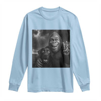 Cute Labrador Selfie With Bigfoot Long Sleeve Shirt Funny Cryptid - Wonder Print Shop