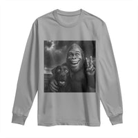 Cute Labrador Selfie With Bigfoot Long Sleeve Shirt Funny Cryptid - Wonder Print Shop