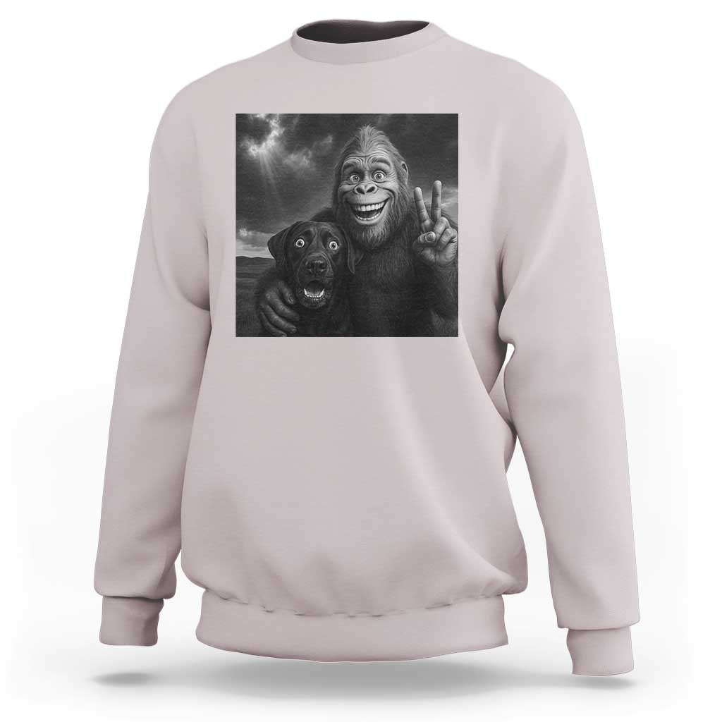 Cute Labrador Selfie With Bigfoot Sweatshirt Funny Cryptid - Wonder Print Shop