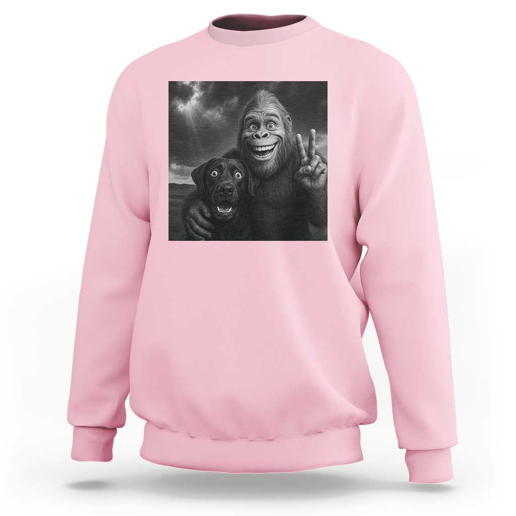 Cute Labrador Selfie With Bigfoot Sweatshirt Funny Cryptid - Wonder Print Shop