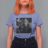 Cute Labrador Selfie With Bigfoot T Shirt For Women Funny Cryptid - Wonder Print Shop