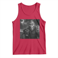 Cute Labrador Selfie With Bigfoot Tank Top Funny Cryptid - Wonder Print Shop