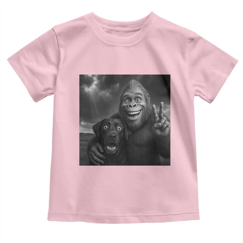 Cute Labrador Selfie With Bigfoot Toddler T Shirt Funny Cryptid - Wonder Print Shop