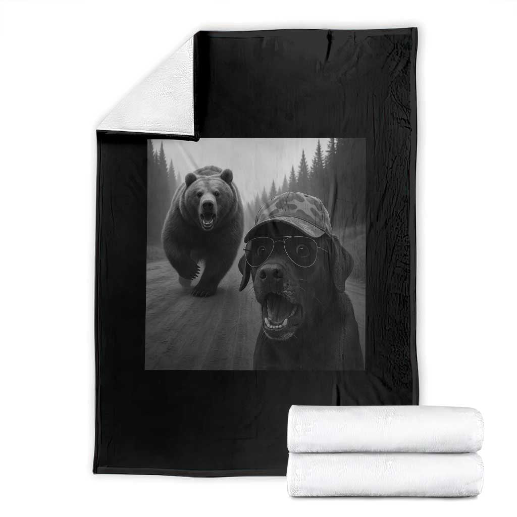 Funny Labrador Selfie With Bear Throw Blanket Dog Lover Gift - Wonder Print Shop