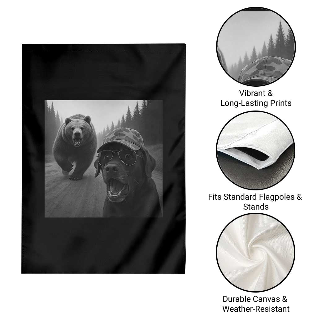 Funny Labrador Selfie With Bear Garden Flag Dog Lover Gift - Wonder Print Shop