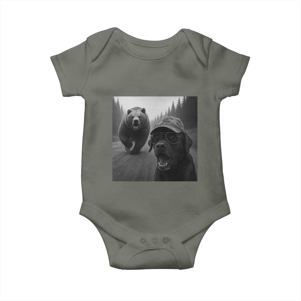 Funny Labrador Selfie With Bear Baby Onesie Dog Lover Gift - Wonder Print Shop