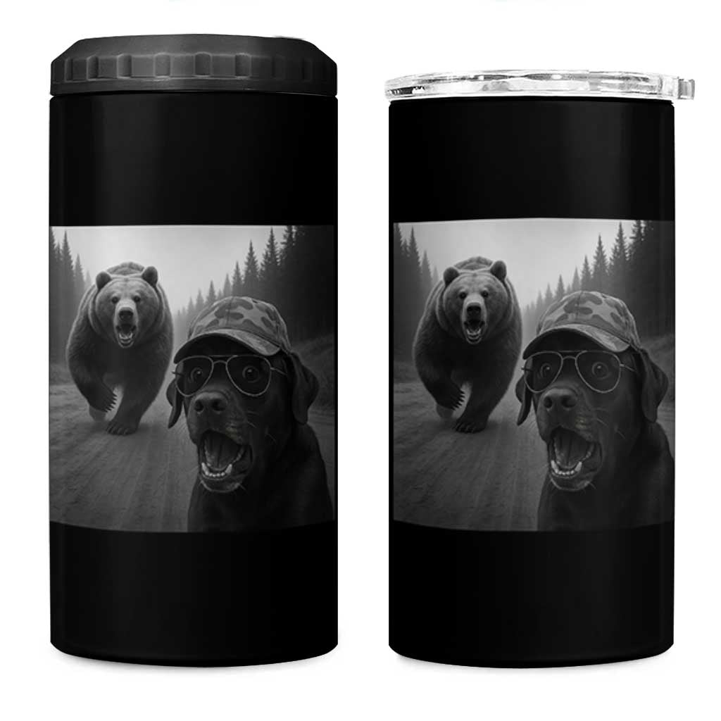Funny Labrador Selfie With Bear 4 in 1 Can Cooler Tumbler Dog Lover Gift - Wonder Print Shop