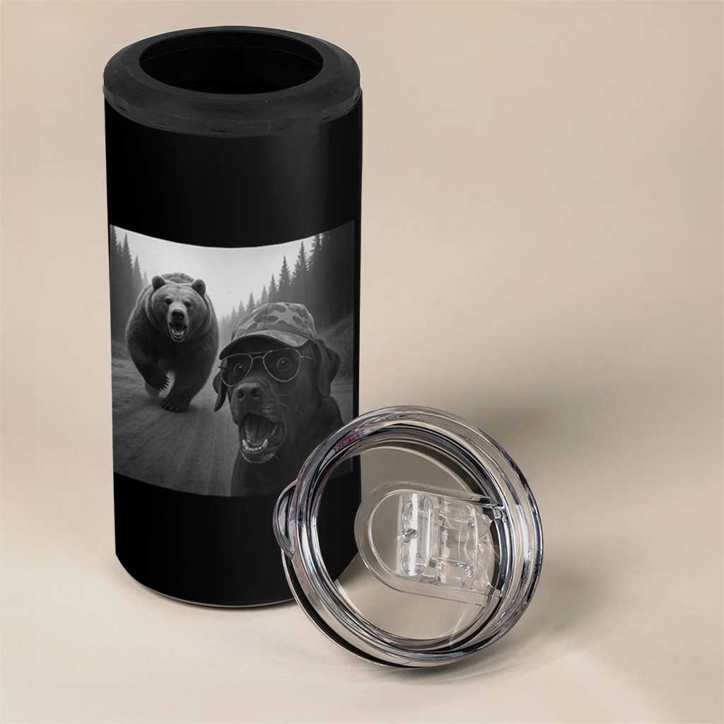 Funny Labrador Selfie With Bear 4 in 1 Can Cooler Tumbler Dog Lover Gift - Wonder Print Shop