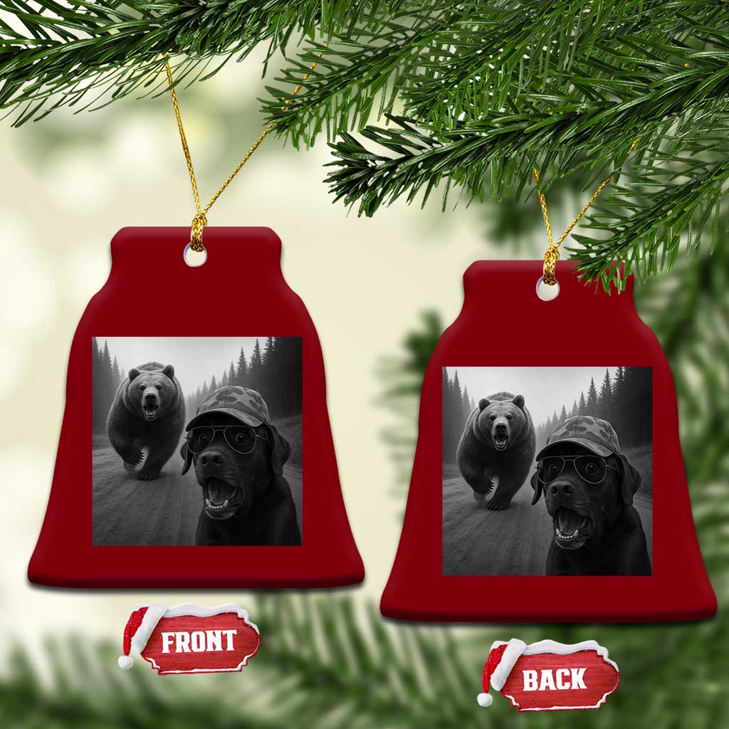 Funny Labrador Selfie With Bear Ceramic Ornament Dog Lover Gift - Wonder Print Shop