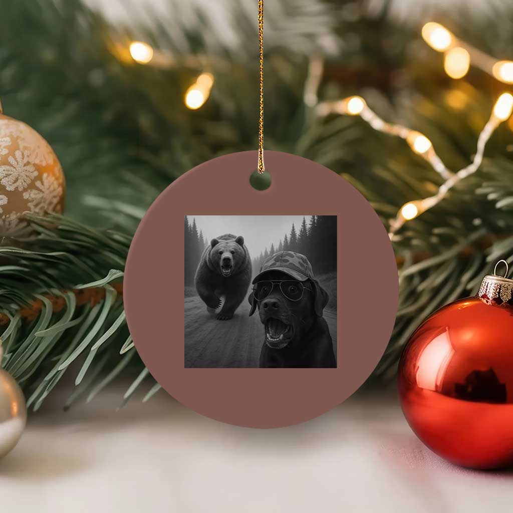 Funny Labrador Selfie With Bear Ceramic Ornament Dog Lover Gift - Wonder Print Shop
