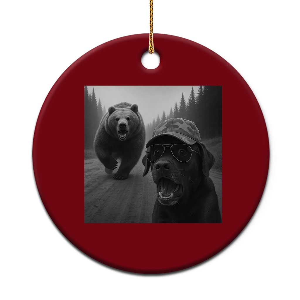 Funny Labrador Selfie With Bear Ceramic Ornament Dog Lover Gift - Wonder Print Shop