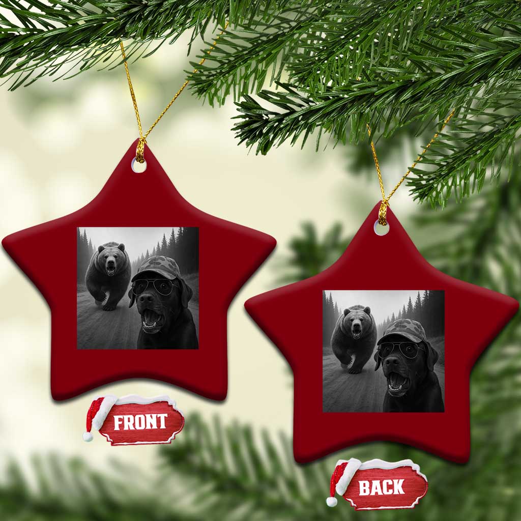 Funny Labrador Selfie With Bear Ceramic Ornament Dog Lover Gift - Wonder Print Shop