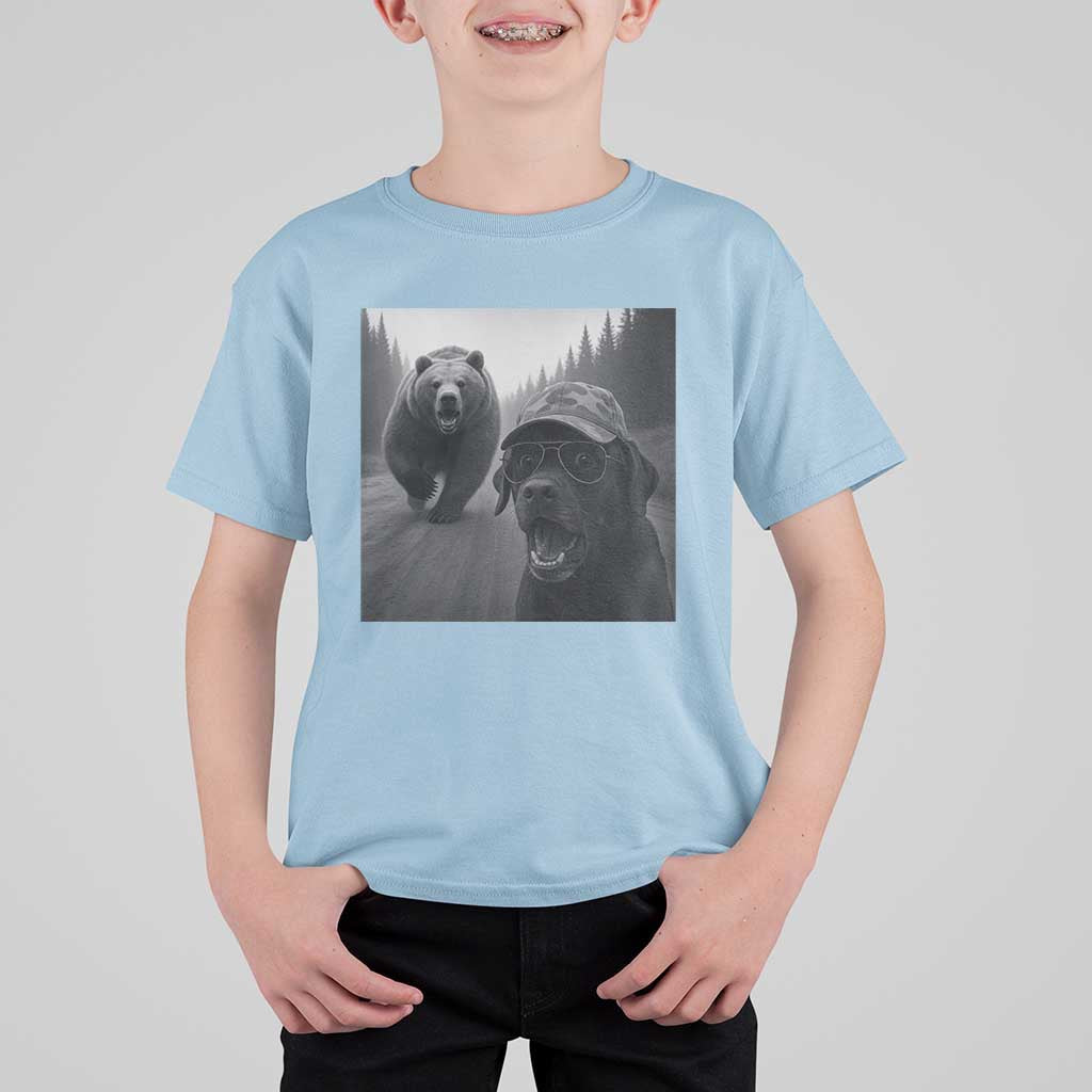 Funny Labrador Selfie With Bear T Shirt For Kid Dog Lover Gift - Wonder Print Shop