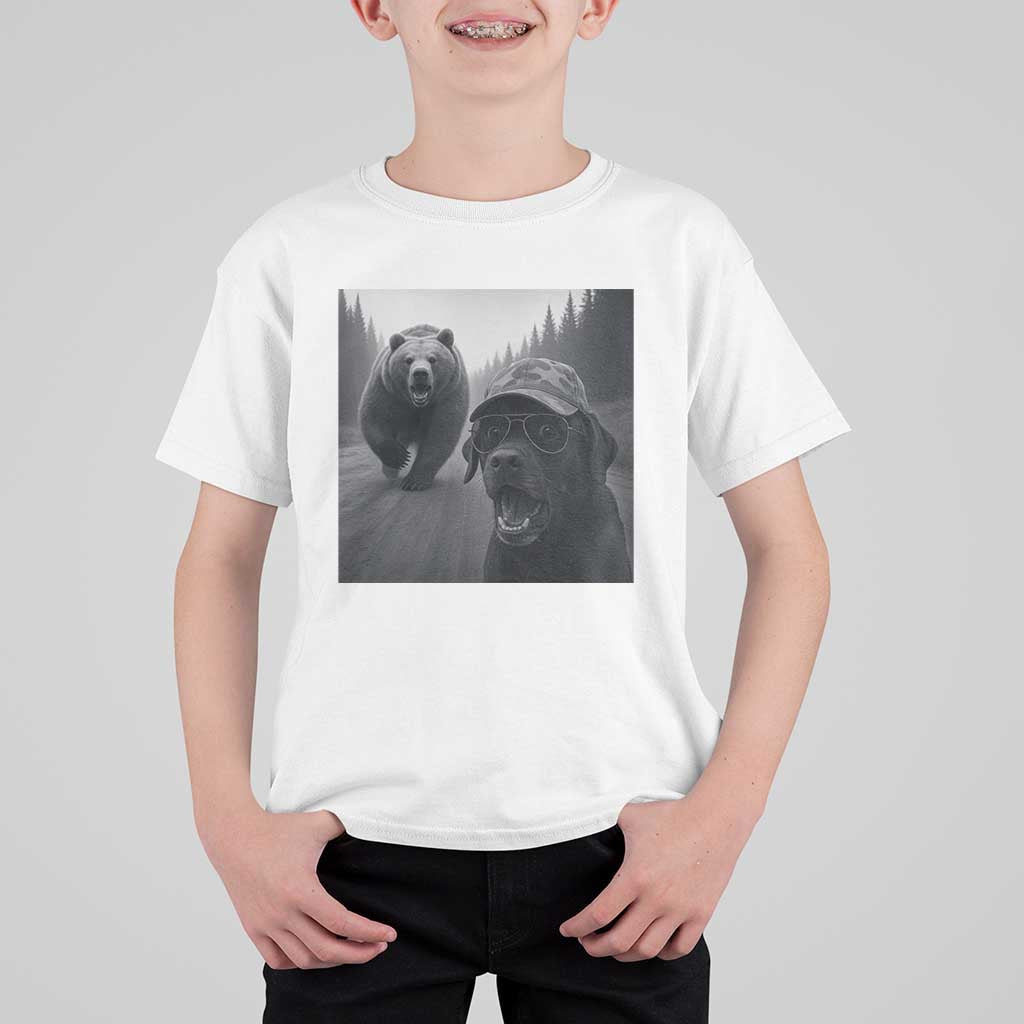 Funny Labrador Selfie With Bear T Shirt For Kid Dog Lover Gift - Wonder Print Shop
