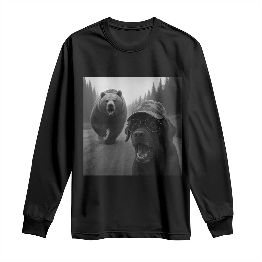 Funny Labrador Selfie With Bear Long Sleeve Shirt Dog Lover Gift - Wonder Print Shop