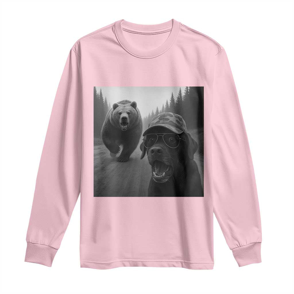 Funny Labrador Selfie With Bear Long Sleeve Shirt Dog Lover Gift - Wonder Print Shop