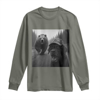Funny Labrador Selfie With Bear Long Sleeve Shirt Dog Lover Gift - Wonder Print Shop