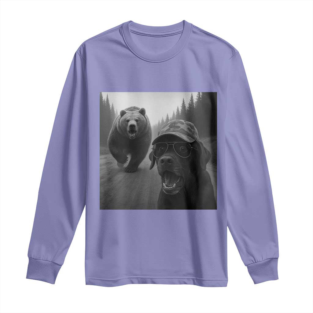 Funny Labrador Selfie With Bear Long Sleeve Shirt Dog Lover Gift - Wonder Print Shop