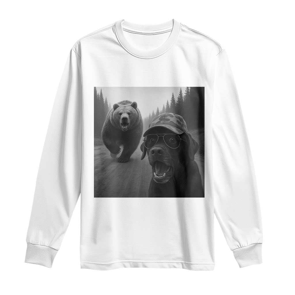 Funny Labrador Selfie With Bear Long Sleeve Shirt Dog Lover Gift - Wonder Print Shop